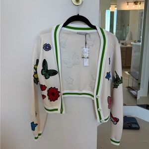 Alice + Olivia Embroidered Butterfly Cardigan – NWT – XS